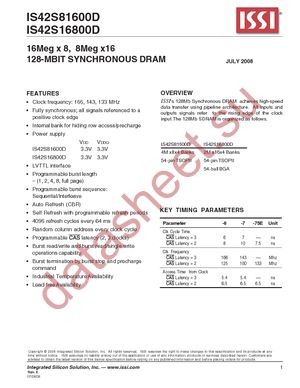 IS42S16800D-6B-TR datasheet  